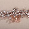 Teyglen Rose Gold Crystal Bridal Hair Comb Full Rhinestone Hair Piece Bride Wedding Hair Comb Sparkly Rhinestone Headpiece Party Prom Hair Accessories for Women (Rose gold)