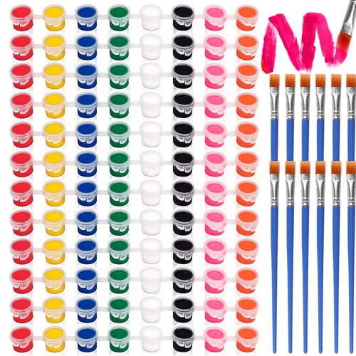Acrylic Paint Strips For Kids&Adults,Bulk Set of 12 Washable Filled Paint Sets in 8 Colors,With 12 Paintbrushes,Painting Art Supplies Craft Paint Pots,Perfect for Home Birthday Party Favors(8 Color)