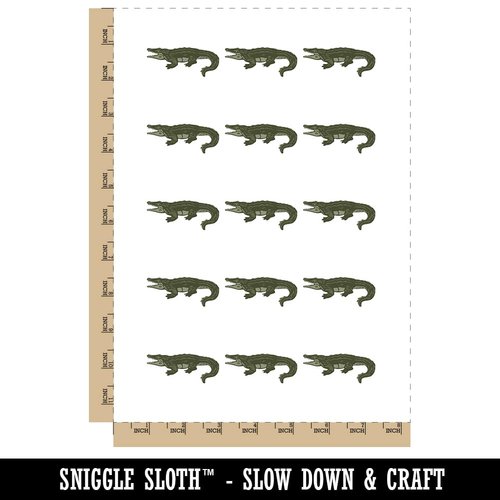 Alligator Crocodile Solid Temporary Tattoo Water Resistant Fake Body Art Set Collection - 15 2" Tattoos (1 Sheet)