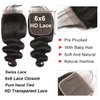 6x6 Hd Lace Closure Body Wave Human Hair Bleached Knots 6 6 Lace Closure Unprocessed Virgin Hair 150 Density 6x6 Closure Only Swiss Lace Hand Tied 6 x 6 Closure Pre Plucked with Baby Hair 9a 16 Inch