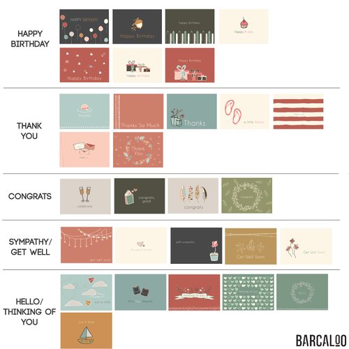 Barcaloo Blank Cards with Envelopes - 48 Pack Blank Greeting Cards Assortment for All Occasions - 48 Unique Designs