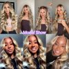 Highlight Ombre Ash Blonde Lace Front Wigs with Cap+Comb, Body Wave Lace Frontal Synthetic Wig Mixed Brown #26/613 Blonde Color, Glueless Pre plucked Long Wavy Wigs for White and Black Women 22 Inch