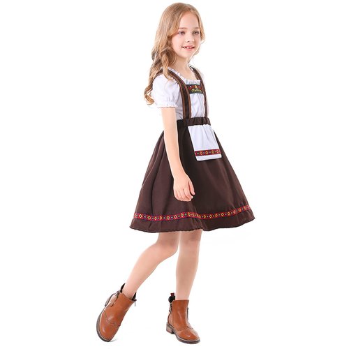 Kids Girls Oktoberfest Costume Halloween Beer Maid Costumes Traditional Bavarian German Dirndl Dress Carnival Costumes for Kids Little Girl Dirndl Dress Kids German Dirndl Dress Girls Oktoberfest
