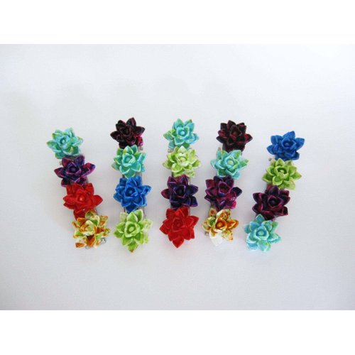 Generic Hawaiian flower multi color alligator hair clip for fine thin hair (Clip quantity: 2 clips), 1 Count (Pack of 1)