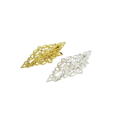 Gold or silver diamond shaped metal alligator hair clip for fine thin hair (Primary color: Silver)