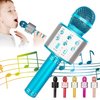 KIDWILL Wireless Bluetooth Karaoke Microphone for Kids, 5-in-1 Portable Handheld Karaoke Mic Speaker Player Recorder with Adjustable Remix FM Radio for Kids Girls Boys Teens Birthday (858-Blue)