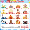 Woanger Circus Party Hats (32 Pcs), Cute Circus Crown Headbands with Ropes, Carnival Decorations for Kids Birthday Party Supply Costume