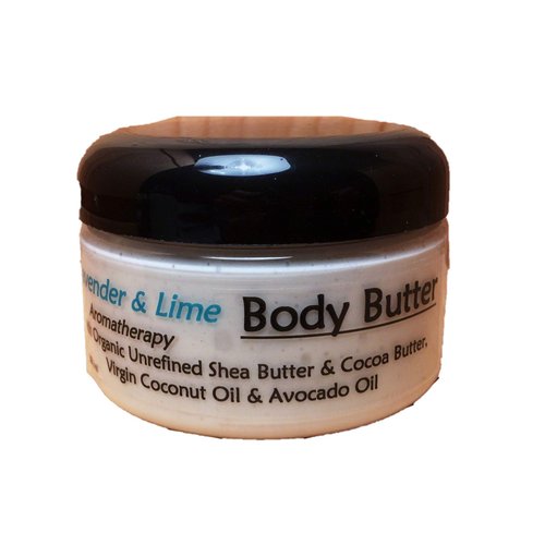 LAVENDER and LIME Body Butter - Organic Oils of Jojoba,Virgin Unrefined Coconut & Organic Unrefined Shea Butter - All Skin Types - Especially Dry Damaged - Very Absorbing (4 oz / 118.3 ml)
