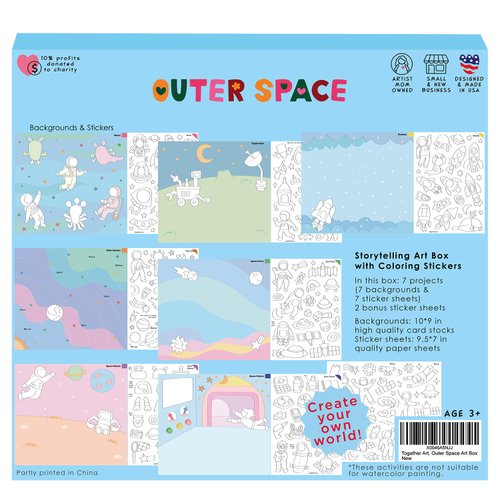 Together Art Outer Space Storytelling Art Box – 7 Backgrounds & 9 Coloring Sticker Sheets, Creative Projects for Kids Age 3+, Family-Friendly