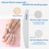Nail Files (12 Pack), 180/240 Grit Wooden Emery Board Nail File Double Sided Wood Emory Fingernail Files for Natural Nails Professional Reusable Manicure Pedicure Curved