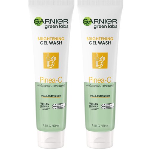 Garnier SkinActive Green Labs Pinea-C Brightening Gel Washable Cleanser with Vitamin C and Pineapple for Dull and Uneven Skin, 2 Count (Packaging May Vary)