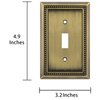 Henne Bery Sunken Pearls Decorative Wall Plate Switch Plate Outlet Cover (Single Toggle, 2PK, Antique Brass)
