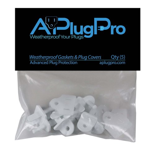 Weatherproof Gaskets & Plug Covers | Outdoor/Indoor GFCI Protector, Christmas String Light Installation, Waterproof Extension Cord Gasket Electric Plug Covers Stop GFCIs from Tripping (White, Qty 5)