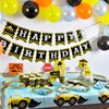 WERNNSAI Dump Truck Table Covers - 2 PCS 108''x 54'' Construction Table Cloth Disposable Plastic Tablecloth Truck Party Supplies for Kids Boys Birthday Construction Party Decorations