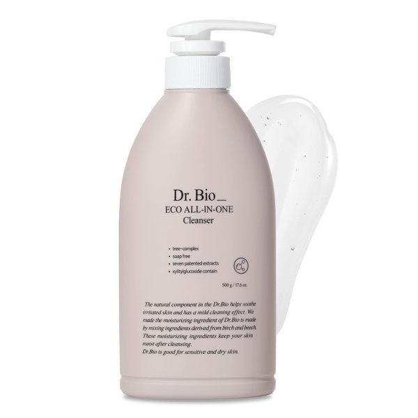 Dr.Bio Eco All-in-One Cleanser, Face & Body Wash for Sensitive Skin with Ceramide, Probiotics & Cica, Vegan, Fragrance-Free, Mild Gentle Hydrating Cleanser, Hypoallergenic Korean Skincare