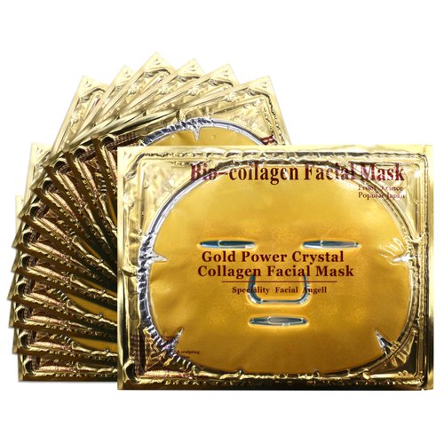 Jakuva 12PCS Collagen Face Mask,Deep Moisturizing Facial Patches Gel Face Pads for Anti-Aging, Puffiness Face Skincare, Firming Face Lift Sheet, 24K Gold