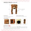Puzzled Brown Grizzly Bear Hat - Soft Plush Animal Beanie with Ear Flaps, Cozy Fleece, Warm Winter Hat for Kids, Teens, Adults - One Size