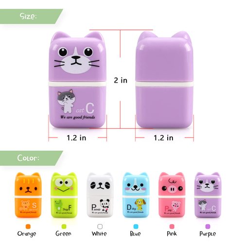6 Pack Erasers for Kids, Cute Erasers with Cover and Roller, Pencil Rubber Erasers for Party Favors Gift Supplies (Model B)