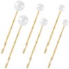 OIIKI 6PCS Pearls Hair Bobby Pins, Pearl Hair Clips, 3 Sizes Pearl Hair Barrettes, Decorative Wedding Bobby Pins, Bridal Pearl Hair Accessories for Women, Girls, Daily Use, Parties -Gold
