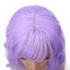 FAELBATY Wavy Wig Short Purple Wigs With Air Bangs Shoulder Length Wig For Women Curly Wavy Synthetic Halloween Cosplay Wig for Girl Costume Wigs (12" Purple Color)