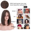 7JHH WIGS Short Straight Bob WIG Lace Front Synthetic Shoulder Length Middle Part mix Highlight Wig for Women Daliy Party Cosplay Used (15" Brown)