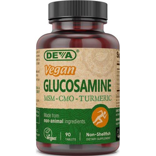 DEVA Vegan Glucosamine-MSM-CMO & Turmeric Supplement - Gluten Free Plant Based Nutritional Supplement - 90 Tablets, 1-Pack