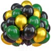 Balloons Green Black and Gold, 70pcs 12 Inch Dark Green Metallic Chrome Gold Black Latex Helium Balloons for Jungle Safari Theme Birthday Video Game Party Supplies Graduation Wedding Party Decorations