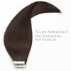 Lacerhair 20 inch Human Hair Extensions Tape in Hair Natural Black Balayage PU Skin Weft 100% Real Virgin Human Hair Color #2 Darkest Brown Double Side 50g 20pcs/set