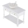 Baosity 1/12 Scale Basin Sink,Mini House Bathroom Furniture Sink,Wash Basin Cabinet for Doll House Furniture Model Bathroom Kitchen Decoration Accessories