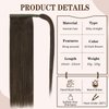 16" Human Hair Ponytail Extensions #2 Dark Brown 75g 100% Remy Human Hair Wrap Around Long Ponytail Clip in Hair Extensions Straight One Piece Hairpiece (16", Dark Brown)