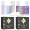 Holographic Body Glitter Gel for Body, Face, Hair and Lip Color Changing Sparkling Face Glitter Gel Mermaid Sequins Glitter Face Paint for Women Girls Music Festival Concerts Party, 50ml x 2