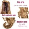 LYRICAL HAIR Synthetic Ponytail Extension for Women Drawstring Claw /Jaw Clip In Long Curly Wavy Pony Tail Hairpiece Women Daily Party Use (14" Hair long, 4T12/26# Dark Brown To Brown Auburn&Dark Ash Blonde)