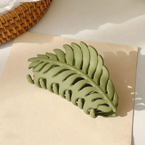Green Hair Clamps Leaf shaped Many Teeth Big Claw Clips 3.5 Inch Non slip Leaves Hair Catch Barrette Jaw Clamp Hairpins for Women Girls Thin Thick Hair, Hair Accessories Green Leaf Hair Clip