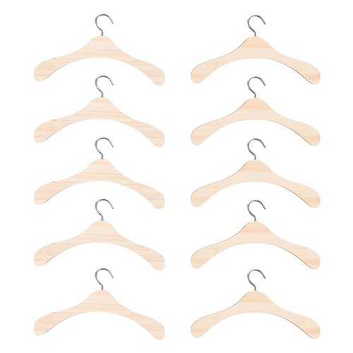 Gadpiparty 20Pcs Wooden Dolls Clothes Hanger Doll Closet Mini Doll Clothes Hangers Dollhouse Wardrobe Accessory for Dollhouse Supplies