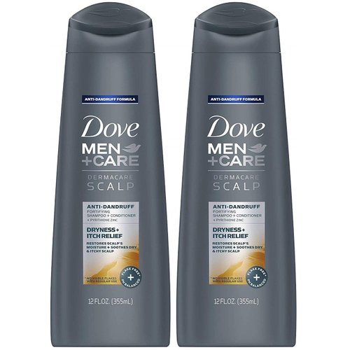 Dove Men + Care Dermacare Scalp - Anti-Dandruff Shampoo + Conditioner 2 in 1 - Dryness + Itch Relief - Net Wt. 12 FL OZ (355 mL) Per Bottle - Pack of 2 Bottles