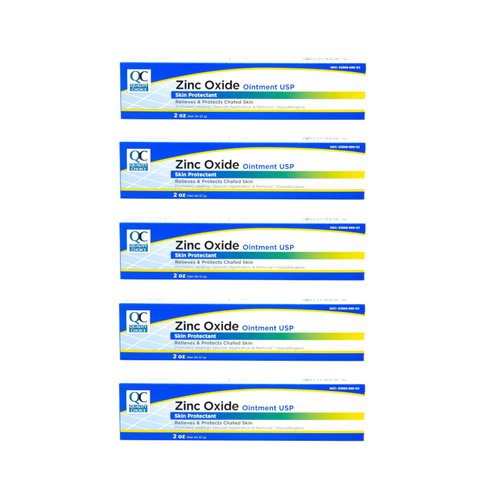 Quality Choice Zinc Oxide Ointment Skin Protectant 2oz Each (Pack of 5)