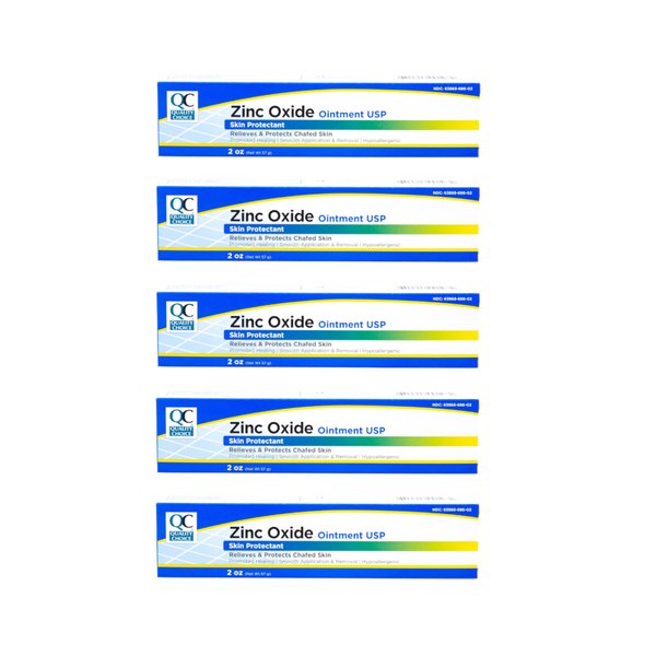 Quality Choice Zinc Oxide Ointment Skin Protectant 2oz Each (Pack of 5)