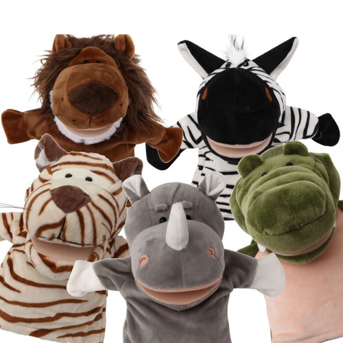 Animal Hand Puppets Set for Kids & Adults - 12.5" Premium Quality Soft Plush Toys with Movable Mouths - Perfect for Storytelling, Teaching, Preschool, Role-Play - Durable, Vibrant, Educational Puppets
