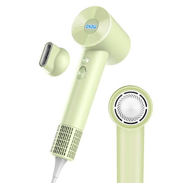 OSOU Negative Ionic Hair Dryer, High-Speed Blow Dryer with 110, 000 RPM Brushless Motor, Fast Drying Lightweight Travel Hairdryer, Low Noise Home Hair Dryer with Smooth Nozzle - Green