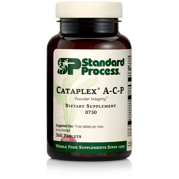 Standard Process Cataplex A-C-P Heart Health, Gum Health, Immune Support, and Vascular Supplement with Vitamin C, Magnesium Citrate, Nutritional Yeast, Vitamin A, Reishi Mushroom Powder - 360 Tablets