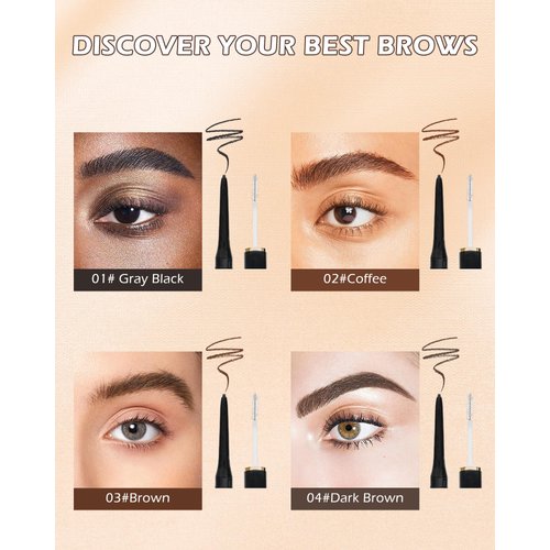 2-in-1 Eyebrow Gel & Brow Pencil, Micro Retractable Eyebrow Pencil Brown Waterproof Brow Gel,Ultra Fine Long Lasting for Perfect Eye Liner Brows Women Makeup Eyebrows Shaper Filler with Brow Razor-03