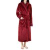 PAVILIA Soft Plush Women Fleece Robe, Wine Red Maroon Cozy Bathrobe, Female Long Spa Robe, Warm Housecoat, Satin Waffle Trim, 2XL/3XL