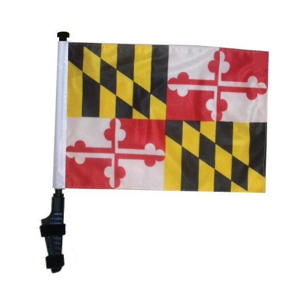 MARYLAND Golf Cart Flag with SSP Flags EZ On & Off Bracket