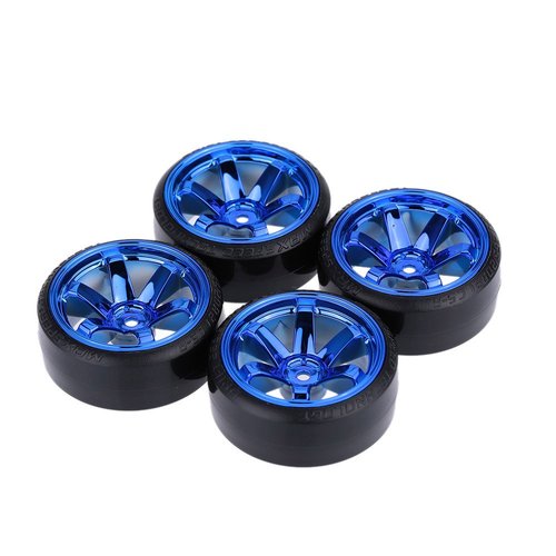 GoolRC 4PCS/Set 1/10 Drift Car Tires Hard Tyre Replacement for Traxxas HSP Tamiya HPI Kyosho On-Road Drifting Car (Blue)