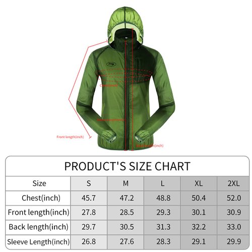 Dooy Sun Protection Jacket Ultra Light Thin Breathable Packable Outdoor Cycling Jacket Hoodie Skin Clothing for Men & Women（Green,2XL）