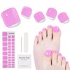 DUKASOU Semi Cured Gel Pedicure Strips, 32 Solid Color Gel Toenail Stickers Full Nail Wraps for Women Girls Kids, Includes Prep Pads, Nail File & Wood Stick(Plum Jam)