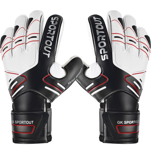 Sportout Youth&Adult Goalie Goalkeeper Gloves, Strong Grip for The Toughest Saves, with Finger Spines to Give Splendid Protection to Prevent Injuries,3 Colors (Black, 6)