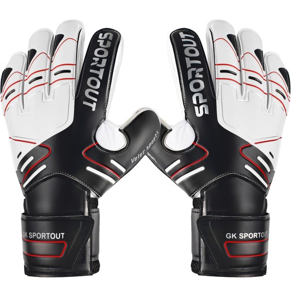 Sportout Youth&Adult Goalie Goalkeeper Gloves, Strong Grip for The Toughest Saves, with Finger Spines to Give Splendid Protection to Prevent Injuries,3 Colors (Black, 6)