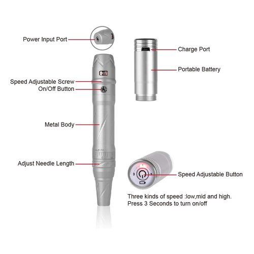 Charme Princesse Permanent Machine Makeup Wireless Rotary tattoo Machine With 1pc Wireless Battery 15pcs Needles For Eyebrow Eyeliner Lip Tattoo Machine EM509-2-US