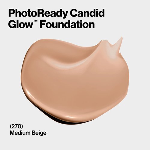 Revlon PhotoReady Candid Glow Moisture Glow Anti-Pollution Foundation with Vitamin E & Prickly Pear Oil, Anti-Blue Light Ingredients, without Parabens, Pthalates, & Fragrances, Medium Beige, 0.75 oz